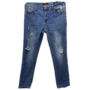 Ring Of Fire Men's Distressed Jeans 36x30 Slim Straight Blue Denim 5 Pkt